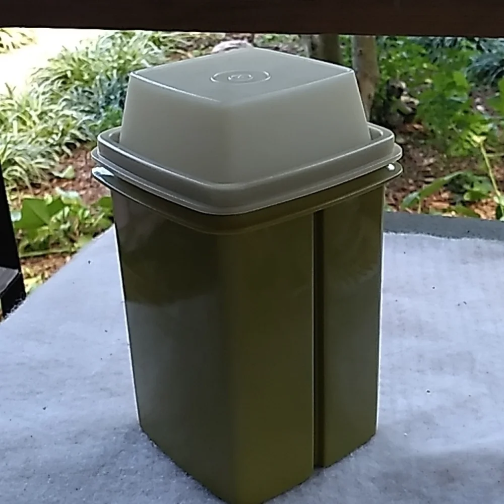 Vintage 1970s green Tupperware canister storage bowl